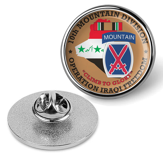 10th Mountain Division Operation Iraqi Freedom Pin Lapel Tie Suit Shirt -Silver