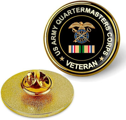 US Army Quartermasters Corps Veteran Tie Suit Shirt Lapel Pin - Gold