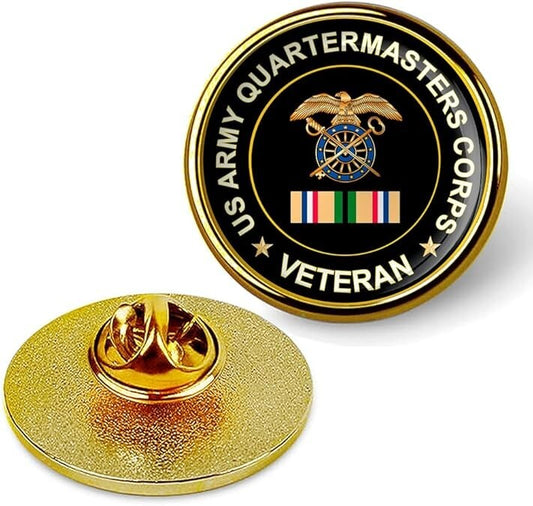 US Army Quartermasters Corps Veteran Tie Suit Shirt Lapel Pin - Gold