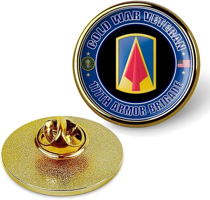 Cold War Veteran 177th Armor Brigade Tie Suit Shirt Lapel Pin - Gold