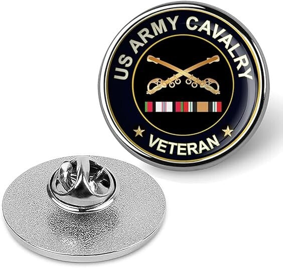 US Army Cavalry Veteran Tie Suit Shirt Lapel Pin - Silver