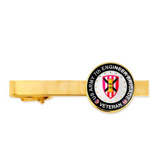 Us Army 7th Engineer Brigade Military Veteran Tie Clip Tie Bar Gift