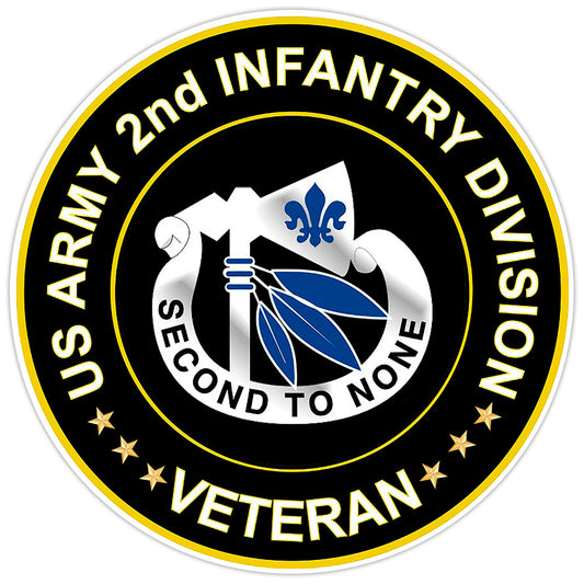 US Army 2nd Infantry Division Veteran Bumper Sticker Military Vinyl Decal 5"