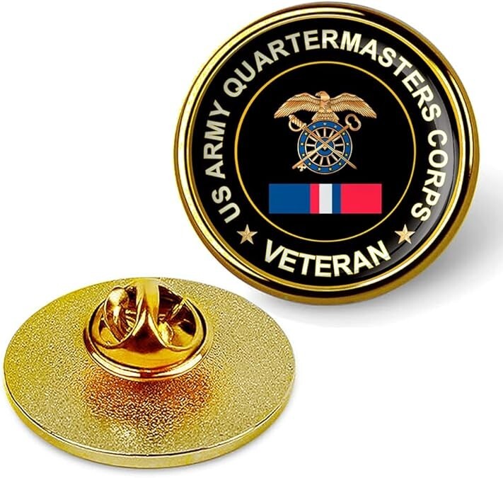 US Army Quartermasters Corps Veteran Tie Suit Shirt Lapel Pin - Gold