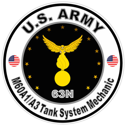 United States Army M60A1/A3 Tank System Mechanic Bumper Sticker Decal 5"