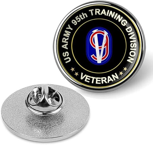 US Army 95th Training Division Veteran Tie Suit Shirt Lapel Pin - Silver