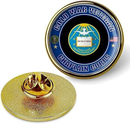 Cold War Veteran Chaplain Corps Tie Suit Shirt Lapel Pin - Gold