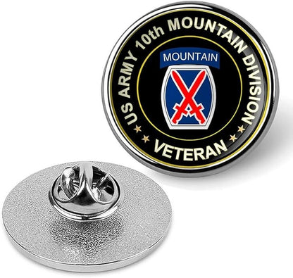 US Army 10th Mountain Division Veteran Tie Suit Shirt Lapel Pin - Silver