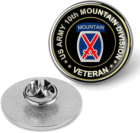 US Army 10th Mountain Division Veteran Tie Suit Shirt Lapel Pin - Silver