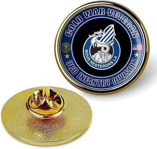 Cold War Veteran 3rd Infantry Division Tie Suit Shirt Lapel Pin - Gold