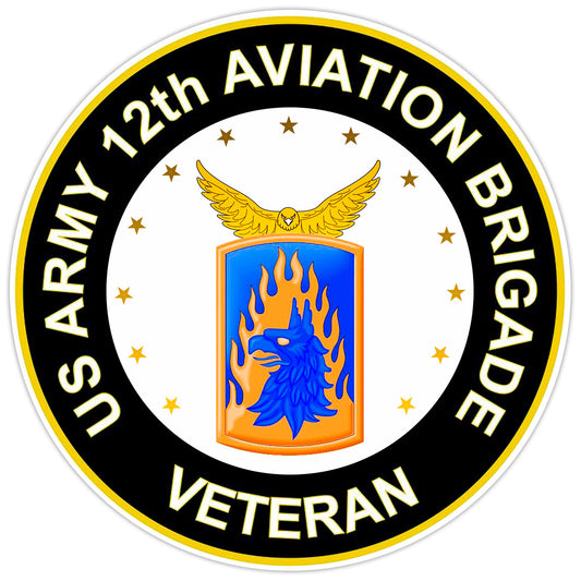 US Army 12th Aviation Brigade Veteran Bumper Sticker Military Vinyl Decal 5"