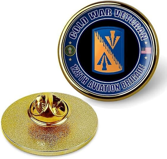 Cold War Veteran 128th Aviation Brigade Tie Suit Shirt Lapel Pin - Gold