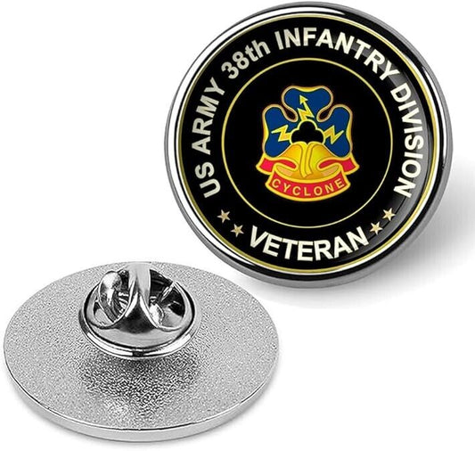 US Army 38th Infantry Division Veteran Tie Suit Shirt Lapel Pin - Silver