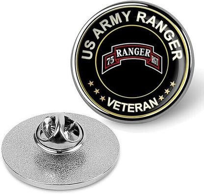 US Army Ranger Veteran Tie Suit Shirt Lapel Pin - Silver