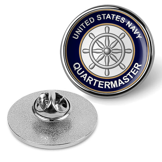 U.S. Navy Quartermaster QM Tie Tac, Hat Pin, Military Lapel Pin - Silver