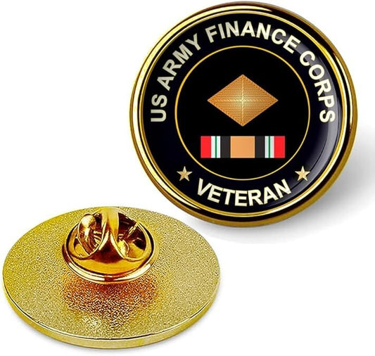US Army Finance Corps Veteran Tie Suit Shirt Lapel Pin - Gold