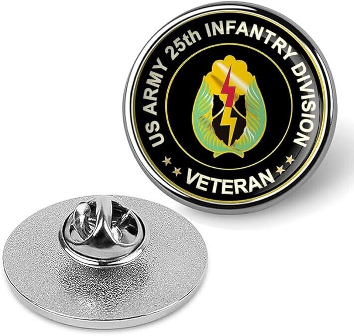 US Army 25th Infantry Division Veteran Tie Suit Shirt Lapel Pin - Silver