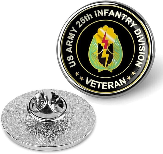 US Army 25th Infantry Division Veteran Tie Suit Shirt Lapel Pin - Silver
