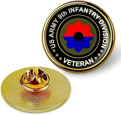 US Army 9th Infantry Division Veteran Tie Suit Shirt Lapel Pin - Gold