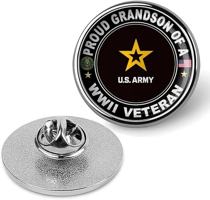 Proud Grandson Of A Wwii Veteran Tie Suit Shirt Lapel Pin - Silver