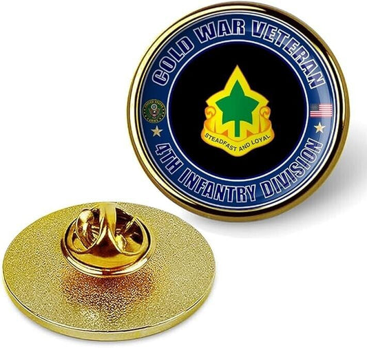 Cold War Veteran 4th Infantry Division Tie Suit Shirt Lapel Pin - Gold