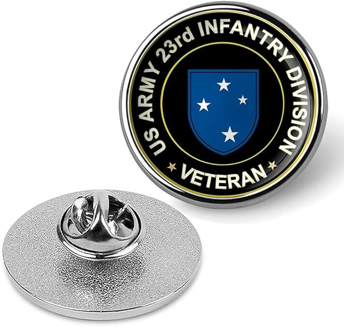 US Army 23rd Infantry Division Veteran Tie Suit Shirt Lapel Pin - Silver