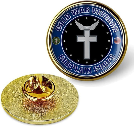 Cold War Veteran Chaplain Corps Tie Suit Shirt Lapel Pin - Gold