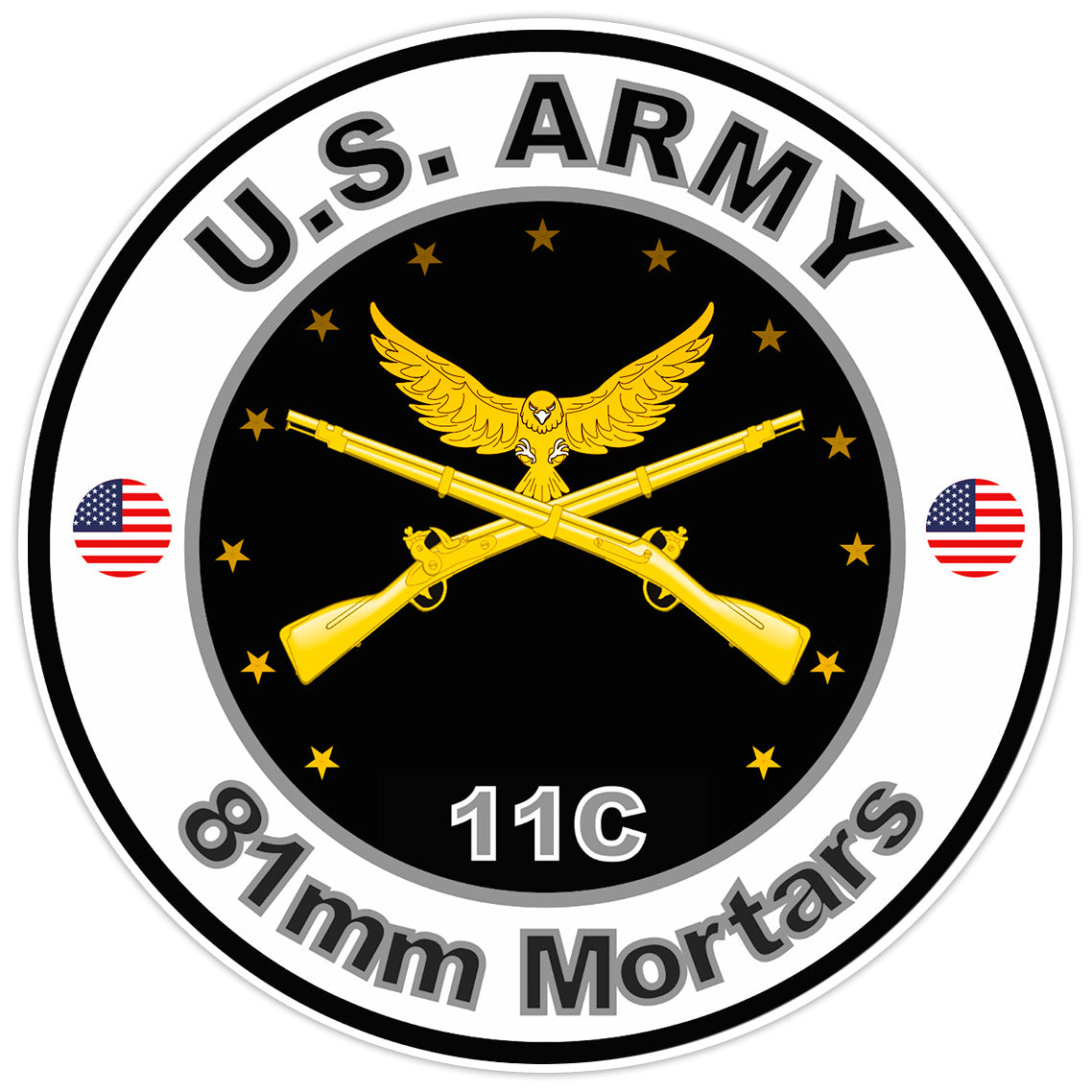 United States Army 81mm Mortars Bumper Sticker Military Soldier Decal 5"