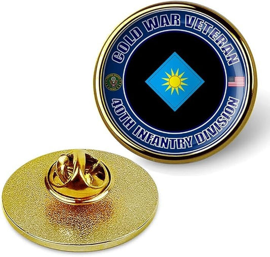 Cold War Veteran 40th Infantry Division Tie Suit Shirt Lapel Pin - Gold