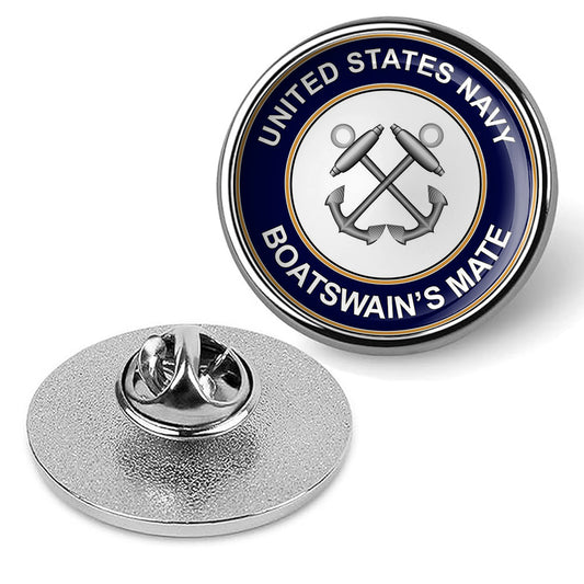 U.S. Navy Boatswains Mate Tie Tac, Hat Pin, Badge, Military Lapel Pin - Silver