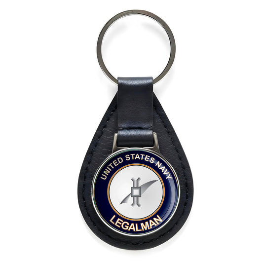 U.S. Navy Legalman LN Black Leather Keychain Silver Keyring Military Gift
