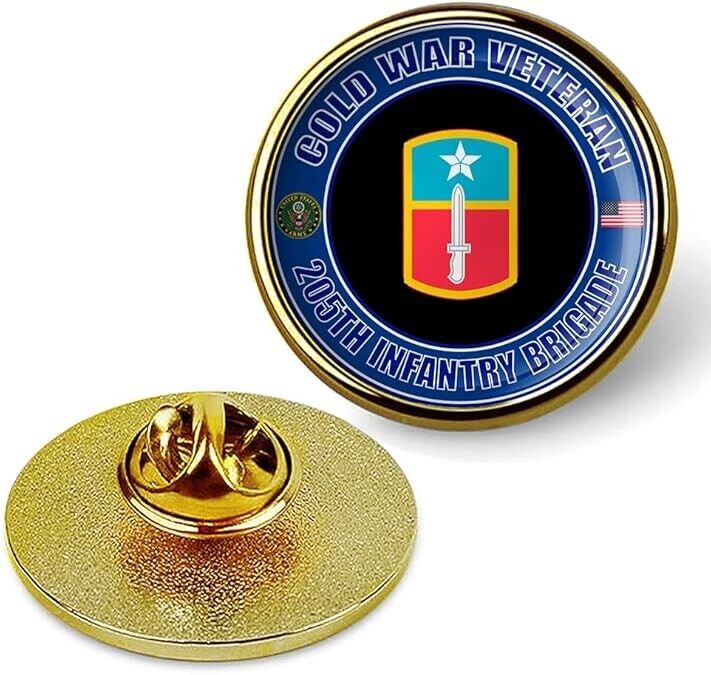 Cold War Veteran 205th Infantry Brigade Tie Suit Shirt Lapel Pin - Gold