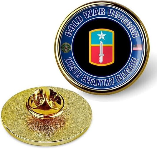 Cold War Veteran 205th Infantry Brigade Tie Suit Shirt Lapel Pin - Gold