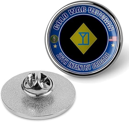 Cold War Veteran 26th Infantry Brigade Tie Suit Shirt Lapel Pin - Silver