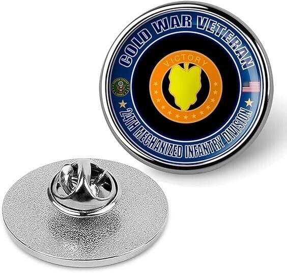 Cold War Veteran 24th Mechanized Infantry Division Tie Suit Lapel Pin - Silver