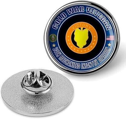 Cold War Veteran 24th Mechanized Infantry Division Tie Suit Lapel Pin - Silver