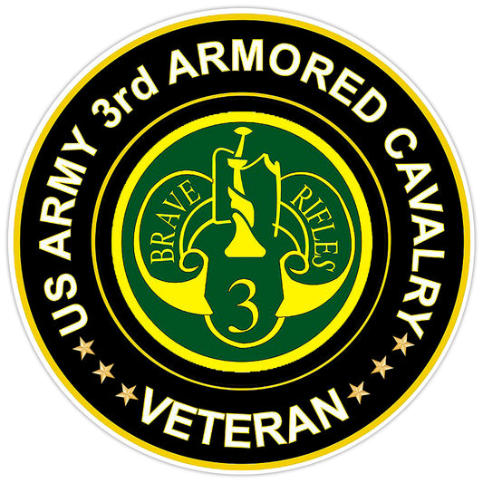 US Army 3rd Armored Cavalry Veteran Bumper Sticker Military Vinyl Decal 5"