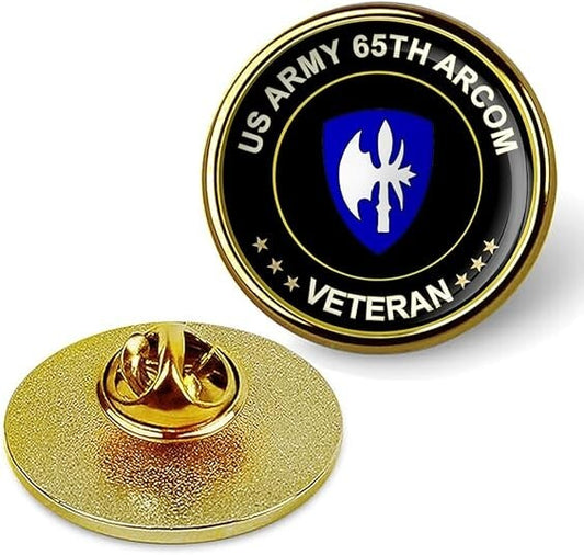 US Army 65th Arcom Veteran Tie Suit Shirt Lapel Pin - Gold