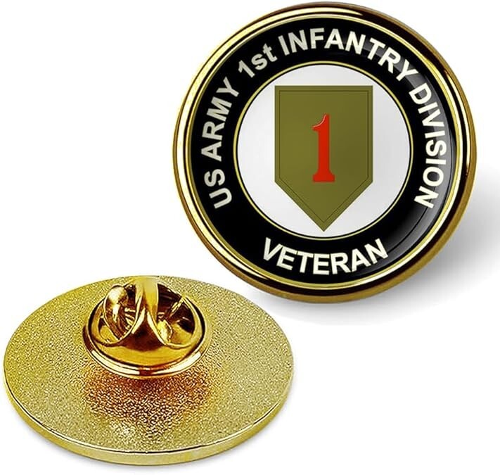 U.S. Army 1st Infantry Division Lapel Pin Veteran Tie Suit Shirt Lapel Pin-Gold