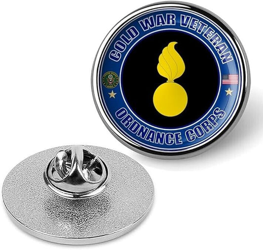 Cold War Veteran Ordnance Corps Tie Suit Shirt Lapel Pin - Silver