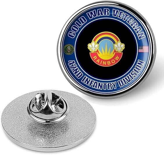 Cold War Veteran 42nd Infantry Division Tie Suit Shirt Lapel Pin - Silver