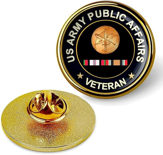 US Army Public Affairs Veteran Tie Suit Shirt Lapel Pin - Gold
