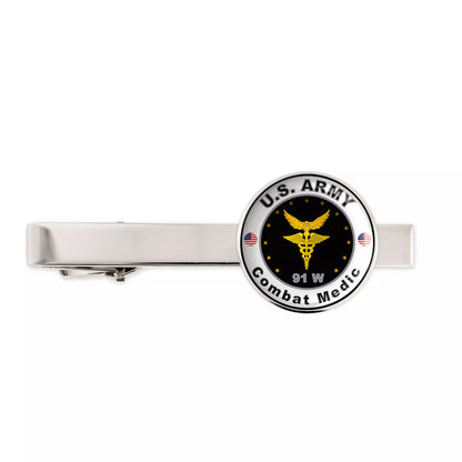 US Army Combat Medic 91 W Military Veteran Tie Clip Tie Bar Gift