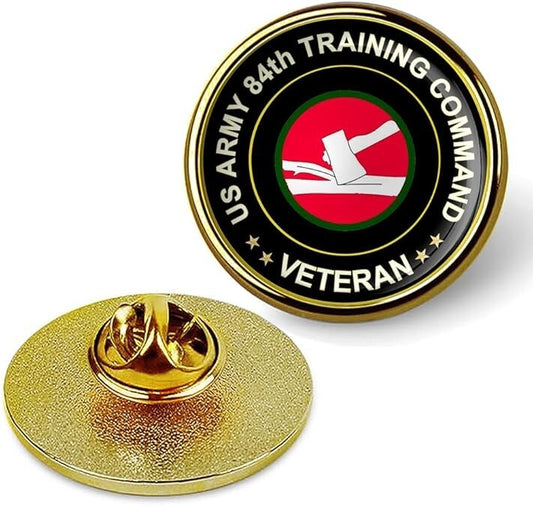 US Army 84th Training Command Veteran Tie Suit Shirt Lapel Pin - Gold