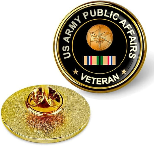 US Army Public Affairs Veteran Tie Suit Shirt Lapel Pin - Gold