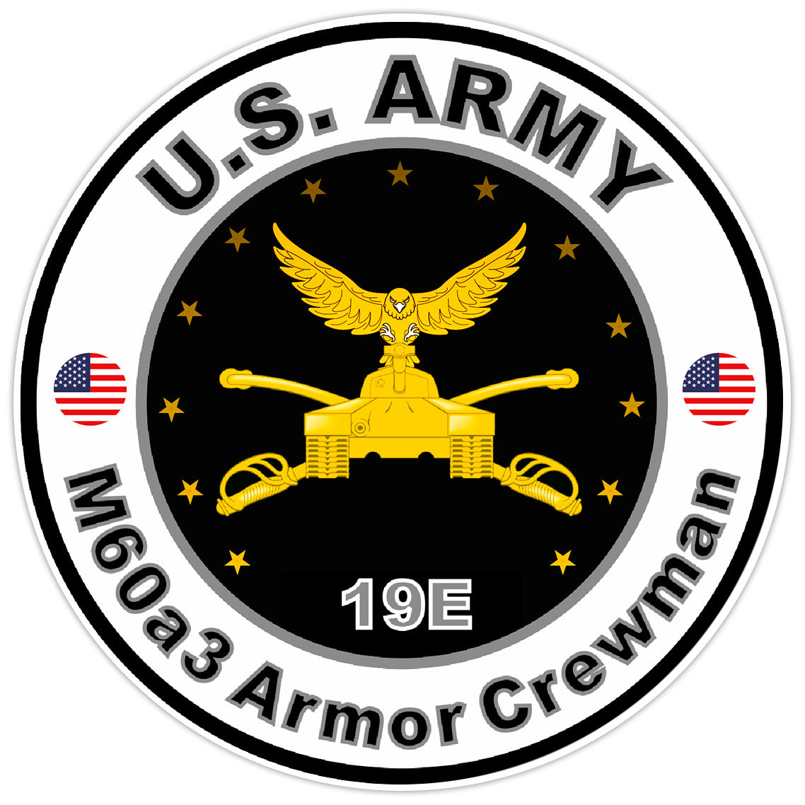 United States Army M60a3 Armor Crewman Bumper Sticker Military Soldier Decal 5"