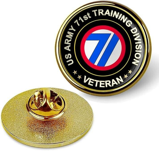 US Army 71st Training Division Veteran Tie Suit Shirt Lapel Pin - Gold