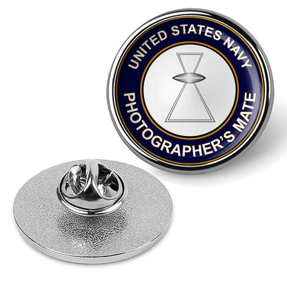 U.S. Navy Photographer's Mate Tie Tac, Hat Pin, Military Lapel Pin - Silver