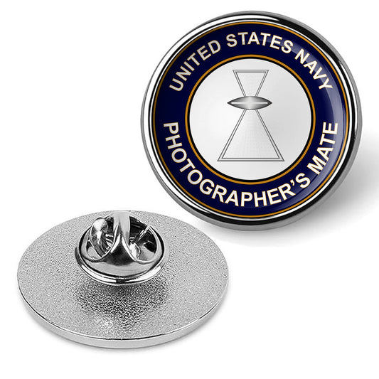 U.S. Navy Photographer's Mate Tie Tac, Hat Pin, Military Lapel Pin - Silver