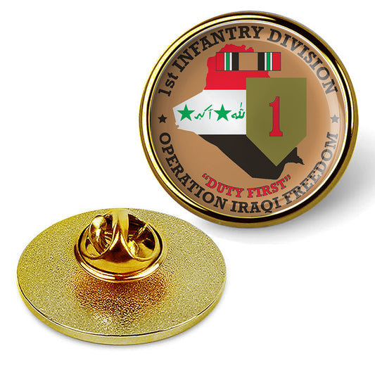 1st Infantry Division Operation Iraqi Freedom Hat Pin Lapel Tie Shirt - Gold